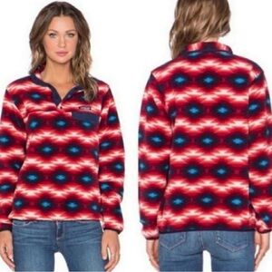 Patagonia Synchilla Snap Fleece Red, Blue Geometric Pattern